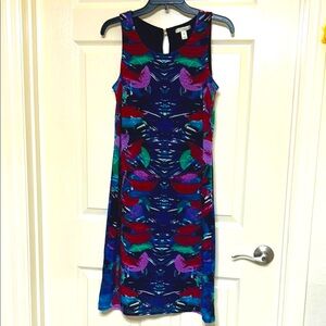 Dana Buchman Midi Dress, lined, elegant red and purple